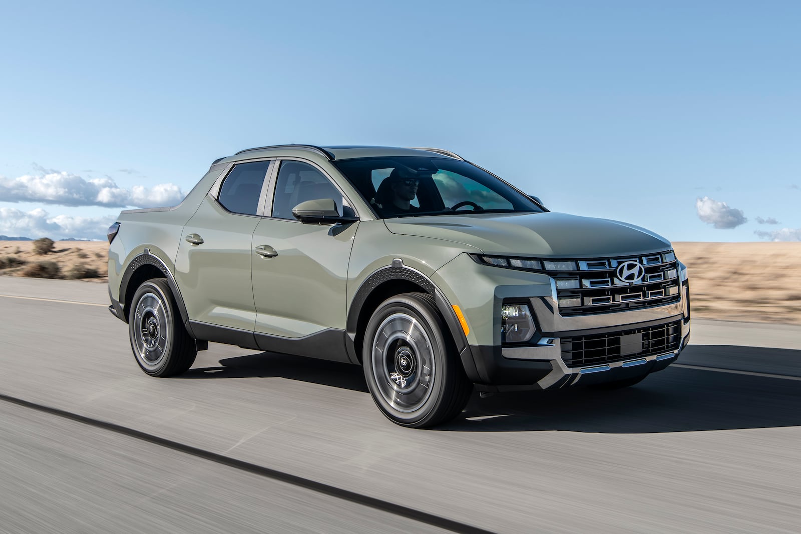 This photo provided by Hyundai shows the 2025 Hyundai Santa Cruz, a compact pickup with a car-like interior and impressive towing capabilities. (Courtesy of Hyundai Motor America via AP)