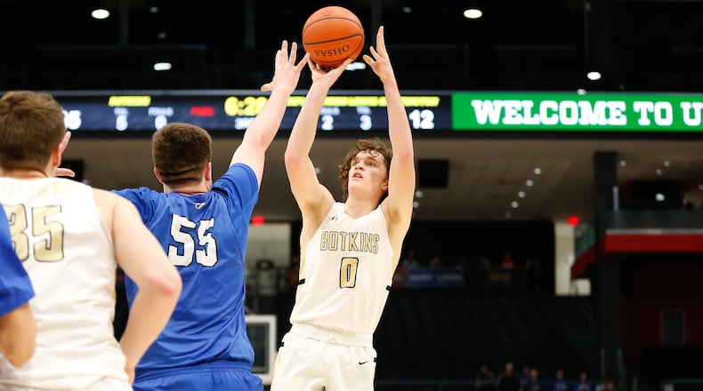 Botkins, Tri-Village and Springfield Catholic Central all won Division IV district titles on Tuesday night at UD Arena. Michael Cooper/CONTRIBUTED