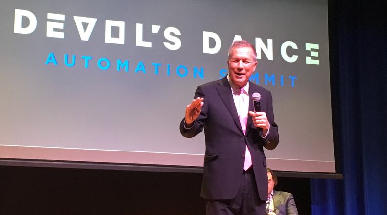 Ohio Gov. John Kasich discusses the future of Ohio’s workforce on Oct. 23, 2018. Photo by Laura A Bischoff