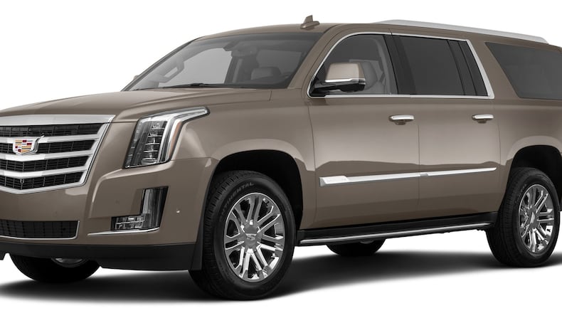 The 2019 extended-length Cadillac Escalade ESV features a 14-inch-longer wheelbase and approximately 20-inch greater overall length than the regular-length Escalade. That greater length increases space for third-row passengers and more than doubles the cargo space behind the third row. Metro Creative Connection photo