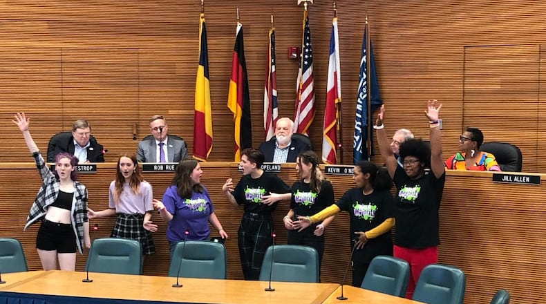 Cast members of "Attention Must Be Paid" did a preview performance of a number for the Springfield City Commissioners to draw attention to the show, which will be Friday, June 3 and Saturday, June 4 at the Clark State Performing Arts Center's Turner Studio Theatre.