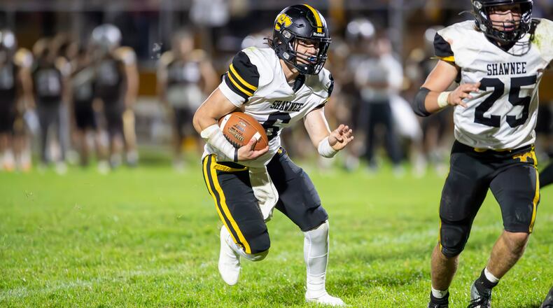 Shawnee High School senior Trint Cordle runs the ball during their game against Kenton Ridge earlier this season at Richard L. Phillips Field in Springfield. CONTRIBUTED PHOTO BY MICHAEL COOPER