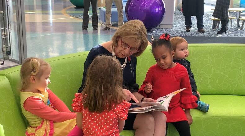 Ohio First Lady Fran DeWine reads to children during a Dec. 18 visit to Dayton Children’s Hospital. SARAH CAVENDER/STAFF PHOTO