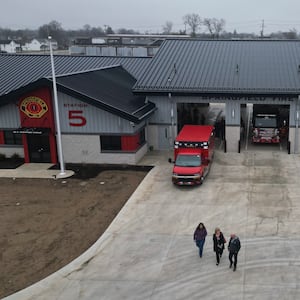 Attendees leave a ribbon cutting ceremony at Springfield Fire Rescue Division Station 5 on Wednesday, March 4, 2026, in Springfield. JOSEPH COOKE/STAFF