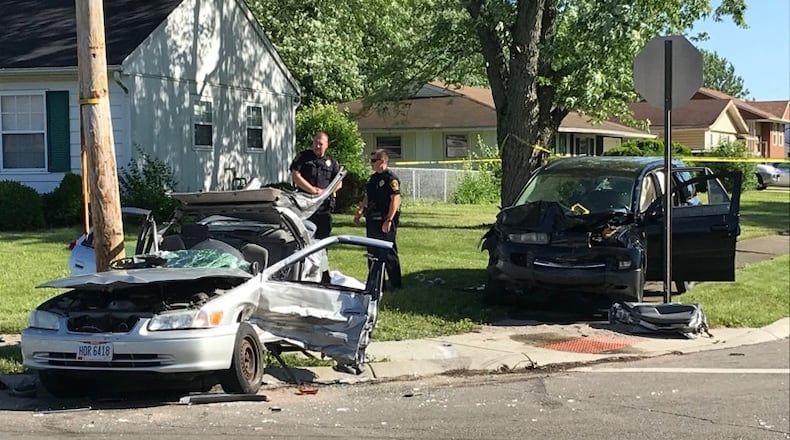 One person was killed and two others injured in this crash at John Street and Portage Path in Springfield on Sunday.