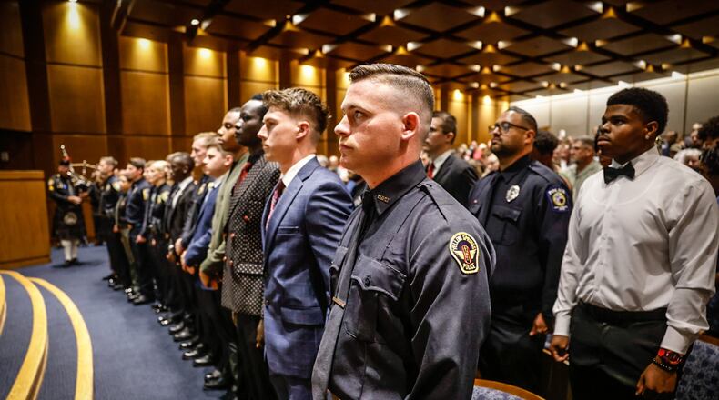 Sinclair Community College's Criminal Justice Training Academy graduation ceremony was held Wednesday, June 12, 2024 at Sinclair College. 19 students graduated in law enforcement and corrections. JIM NOELKER/STAFF