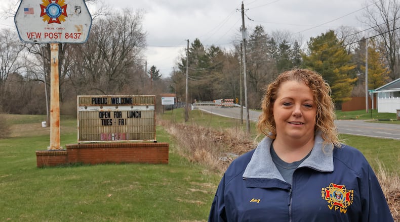 Amy Branham, canteen manager at VFW Post 8437, says construction on Enon-Xenia Road and the resulting detour has been extremely tough on the VFW. BILL LACKEY/STAFF