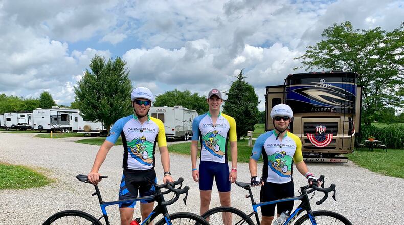 Justin Crew, Keagan Finley and Zach Major, of Cannonballs Across America, pose for a photo on Wednesday, June 19, 2019, in Bowling Green, Ky. Submitted photo