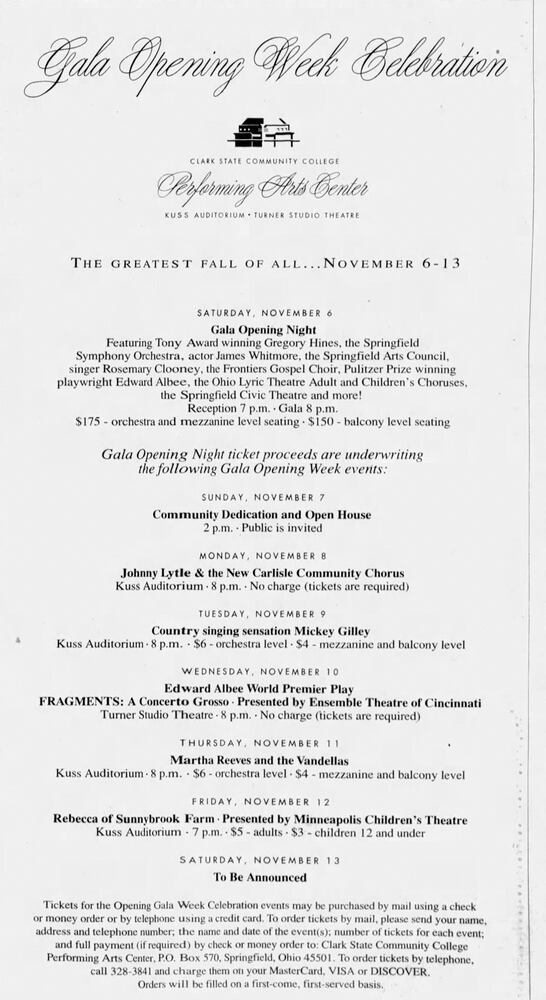 Clark State Performing Arts Center pages