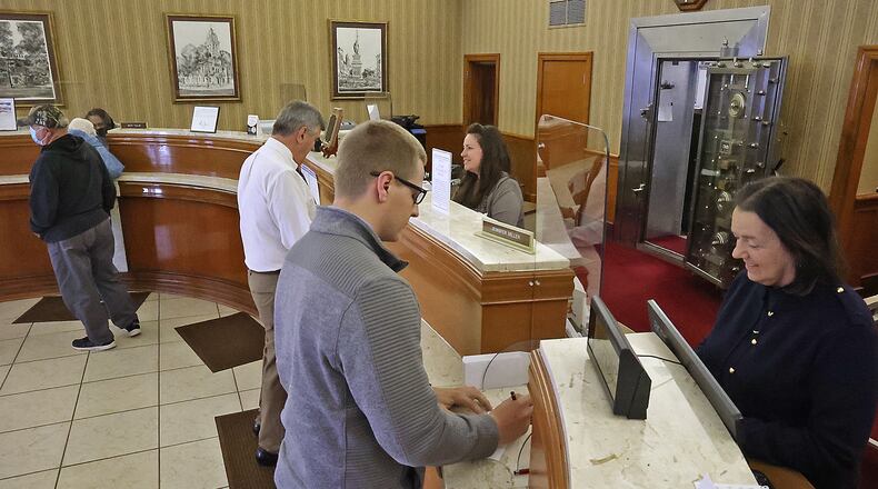 The lobby of Perpetual Federal Savings Bank in Urbana Wednesday, May 10, 2021. BILL LACKEY/STAFF