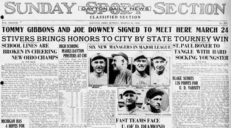 Coverage of the Stivers High School boys basketball state championship in the Dayton Daily news on March 16, 1924.