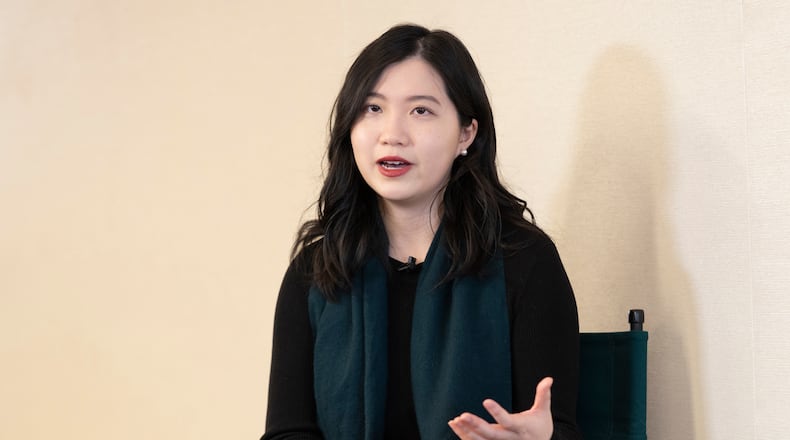 Hong Kong activist in exile Anna Kwok speaks in Washington, Friday, Feb. 27, 2026. (AP Photo)