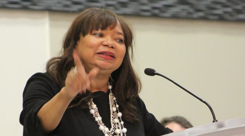 Marya Rutherford Long, vice president, community and economic development manager at Fifth Third Bank, was the keynote speaker at this year’s Martin Luther King Luncheon Friday. ERIC HIGGENBOTHAM/STAFF