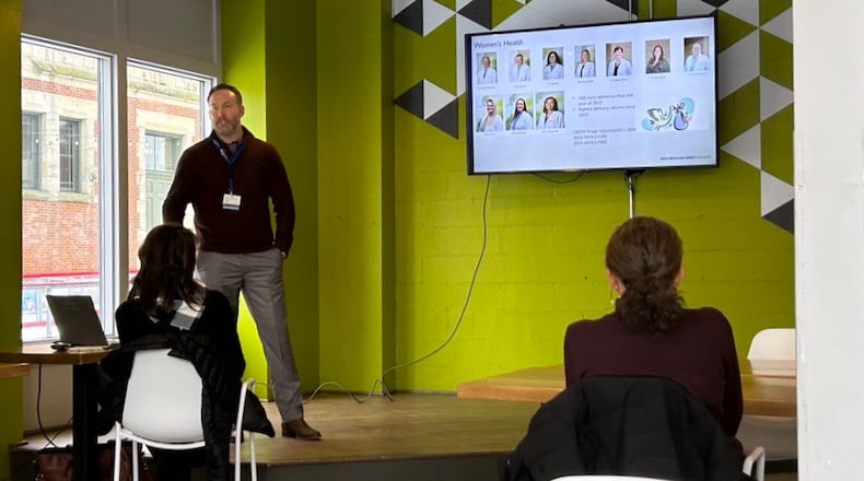 Mercy Health - Springfield President Adam Groshans shared achievements and goals for the hospital at a community town hall Thursday, Jan. 18, 2024. JESSICA OROZCO/STAFF