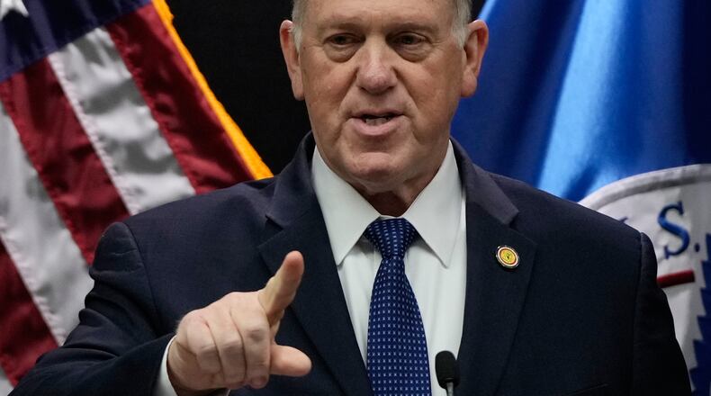White House border czar Tom Homan holds a news conference at the Bishop Whipple Federal building on Thursday, Jan. 29, 2026 in Minneapolis. (AP Photo/Julia Demaree Nikhinson)