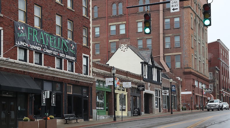 Businesses along Fountain Avenue in downtown Springfield. BILL LACKEY/STAFF