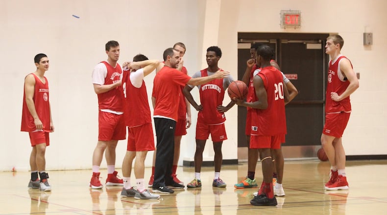 Wittenberg coach Matt Croci talks at practice on Tuesday, Nov. 8, 2017, at Pam Evans Smith Arena in Springfield. David Jablonski/Staff