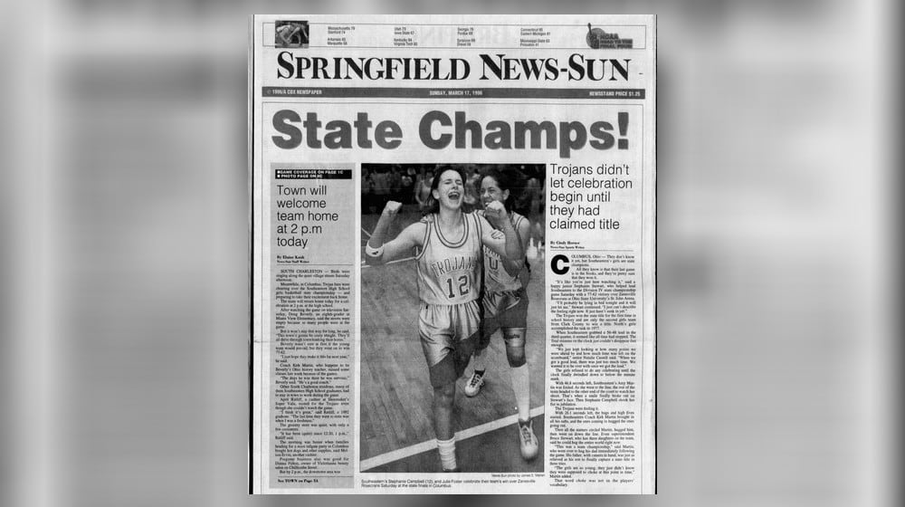 The front page of the March 17, 1996 edition of the Springfield News-Sun. FILE PHOTO