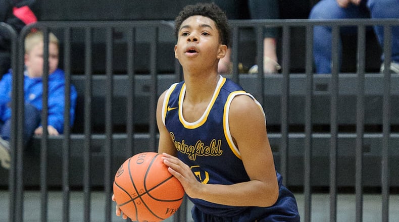 Springfield sophomore guard JaJuan Rodgers shoots during a sectional tournament game against West Carrollton last Wednesday. Rogers scored a crucial basket late in overtime against Xenia on Friday. Bryant Billing/Contributed