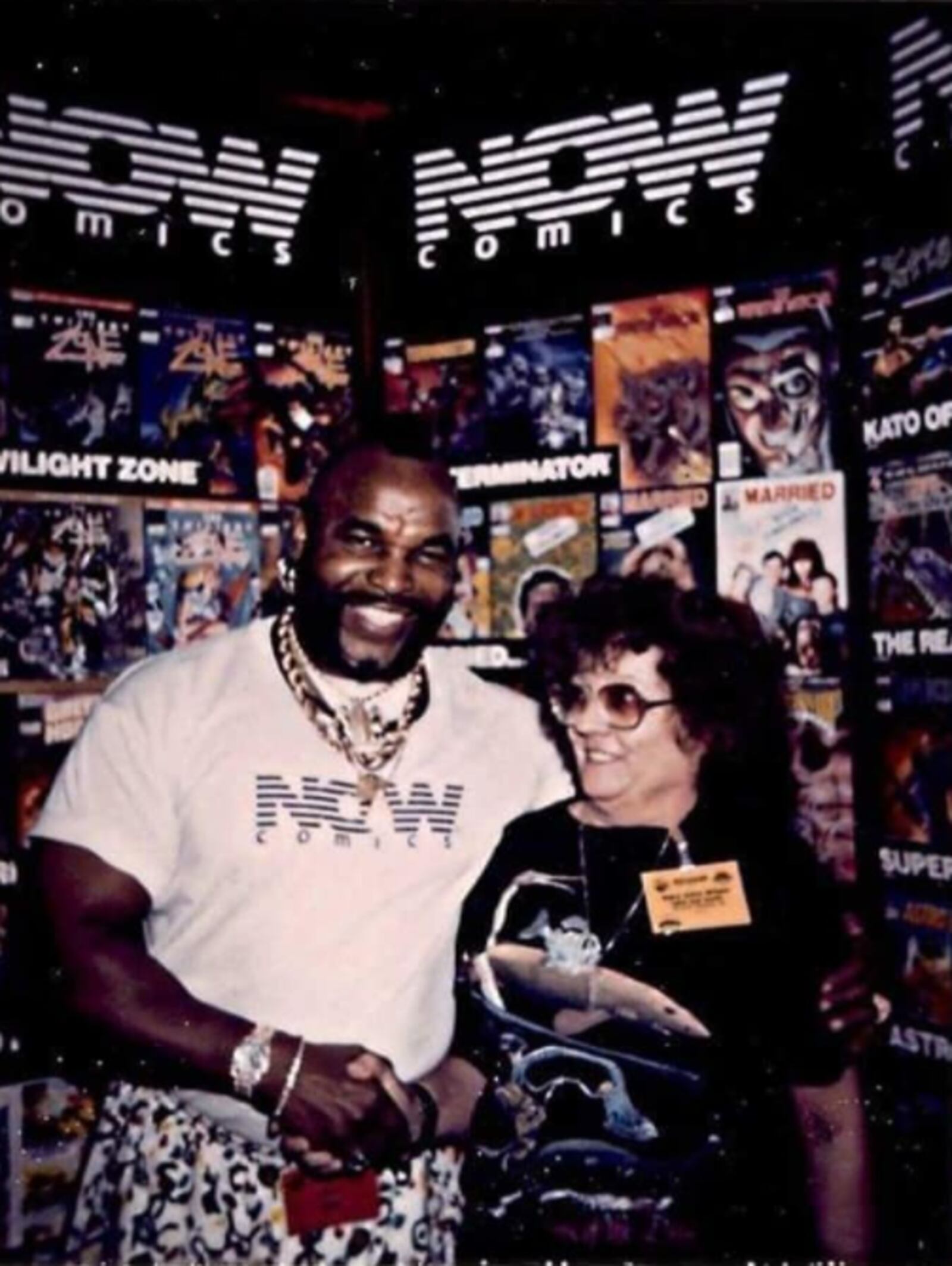 Founder of Dark Star Books and Comics in Yellow Springs and Mr. T in 1995 at an in-store event following the release of Mr. T's comic "Mr. T and The T-Force #1."