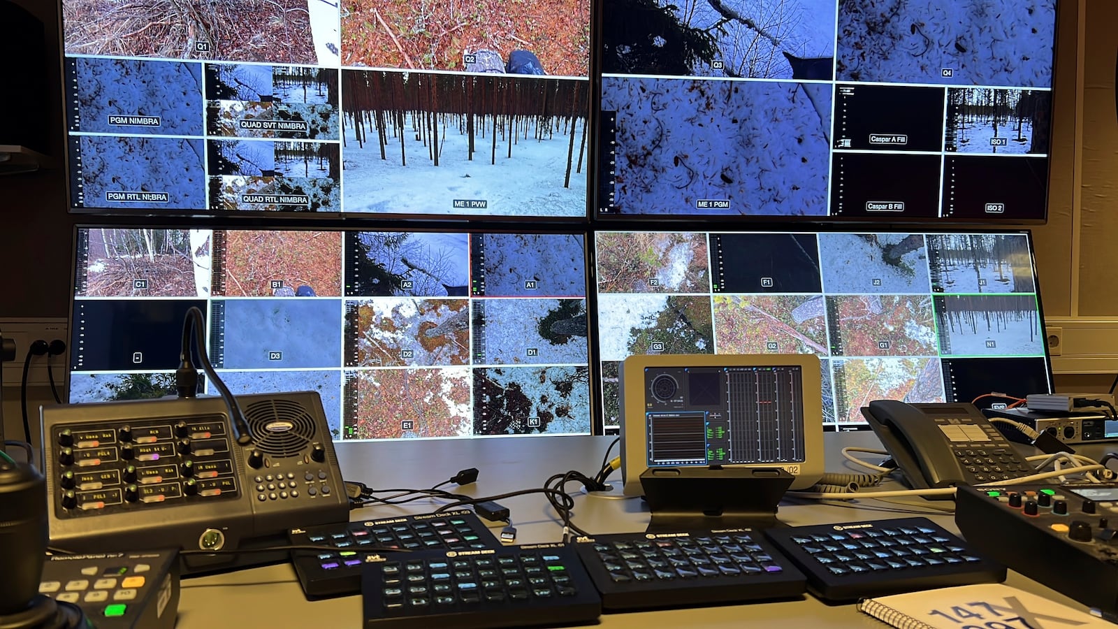 This undated photo, issued by SVT, shows preparations in Junsele, Sweden for the livestream 'The Great Moose Migration' to document the annual Moose migration near Kullberg in northern Sweden. (SVT via AP)