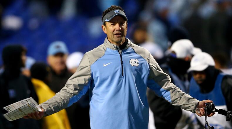 DURHAM, NC - NOVEMBER 20: Head coach Larry Fedora of the North Carolina Tar Heels during their game at Wallace Wade Stadium on November 20, 2014 in Durham, North Carolina. (Photo by Streeter Lecka/Getty Images)