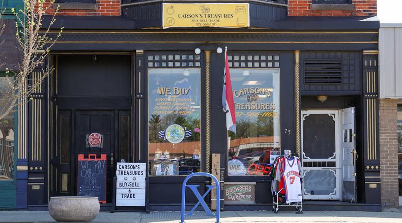 Carson's Treasures in downtown Xenia, one of two businesses hosting Sidewalk Saturdays, showing off local businesses, crafters, and more. BRYANT BILLING / STAFF
