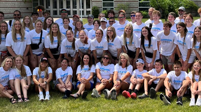 Over 250 teen mission workers and their chaperones volunteered 7,680 hours on 34 free home repair projects in Clark County earlier this month for local elderly, disabled, low-income and veteran residents. Here is the group in front Springfield High School they day they arrival. Contributed