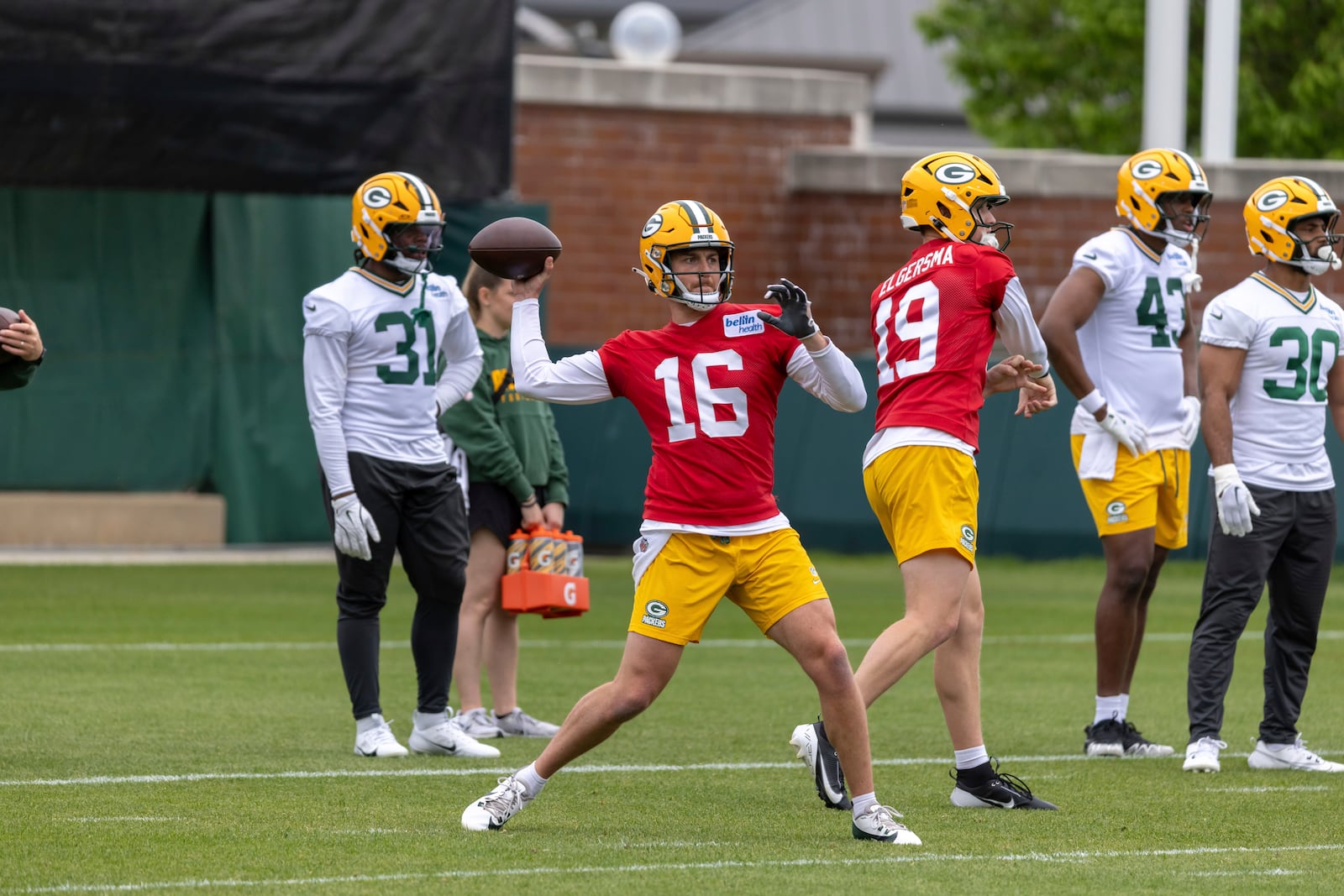 Green Bay Packers quarterback Sean Clifford (16) during an OTA practice Wednesday, May 28, 2025, in Green Bay, Wis. (AP Photo/Mike Roemer)