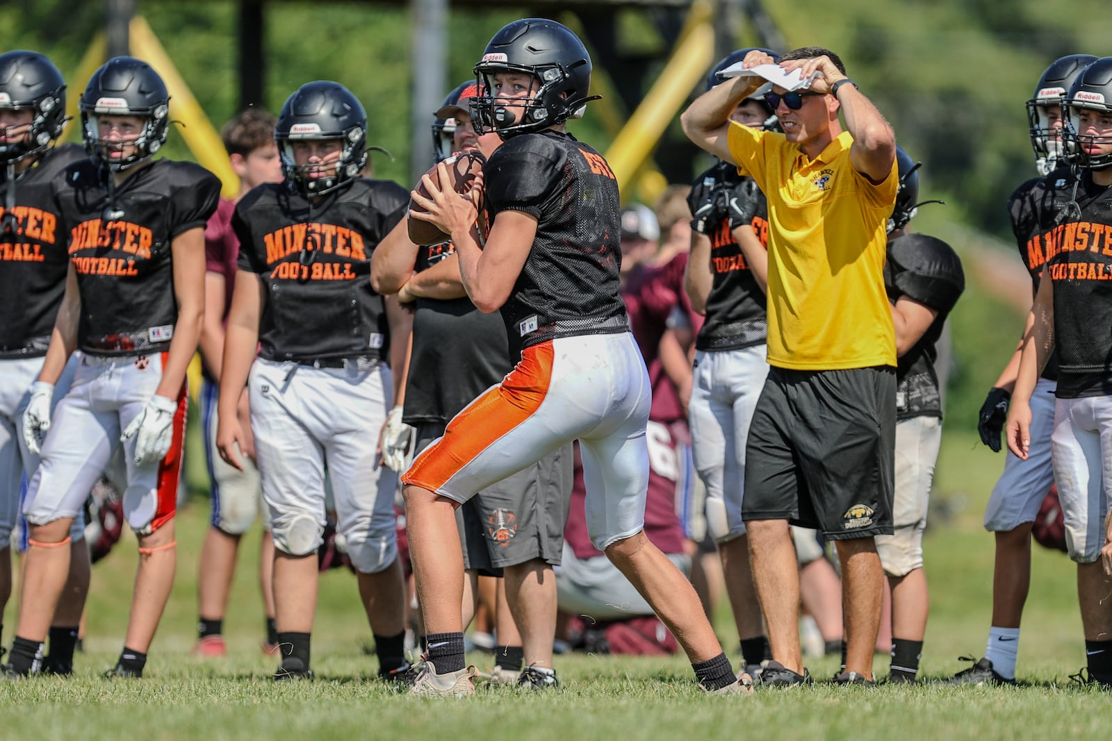 Several football scrimmages took place in Clark County on Saturday, including Miami East at Southeastern; Ponitz, Minster and Urbana at Shawnee; and Louisville Trinity at Springfield. MICHAEL COOPER / STAFF