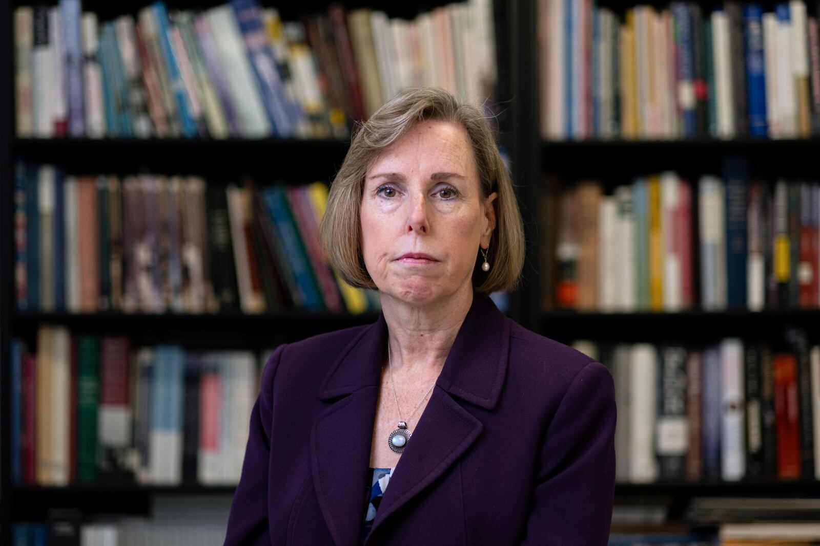 Mary Wearn, president of Georgia Humanities, poses for a portrait in their office in Atlanta, Wednesday, April 9, 2025. (AP Photo/Ben Gray)