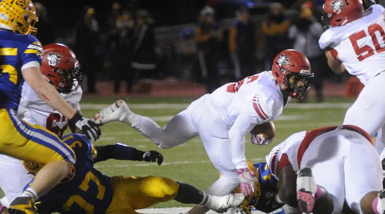 Trotwood RB Raveion Hargrove matched his season high with 212 yards rushing in a 34-27 defeat of St. Marys Memorial at Piqua last week. MARC PENDLETON / STAFF