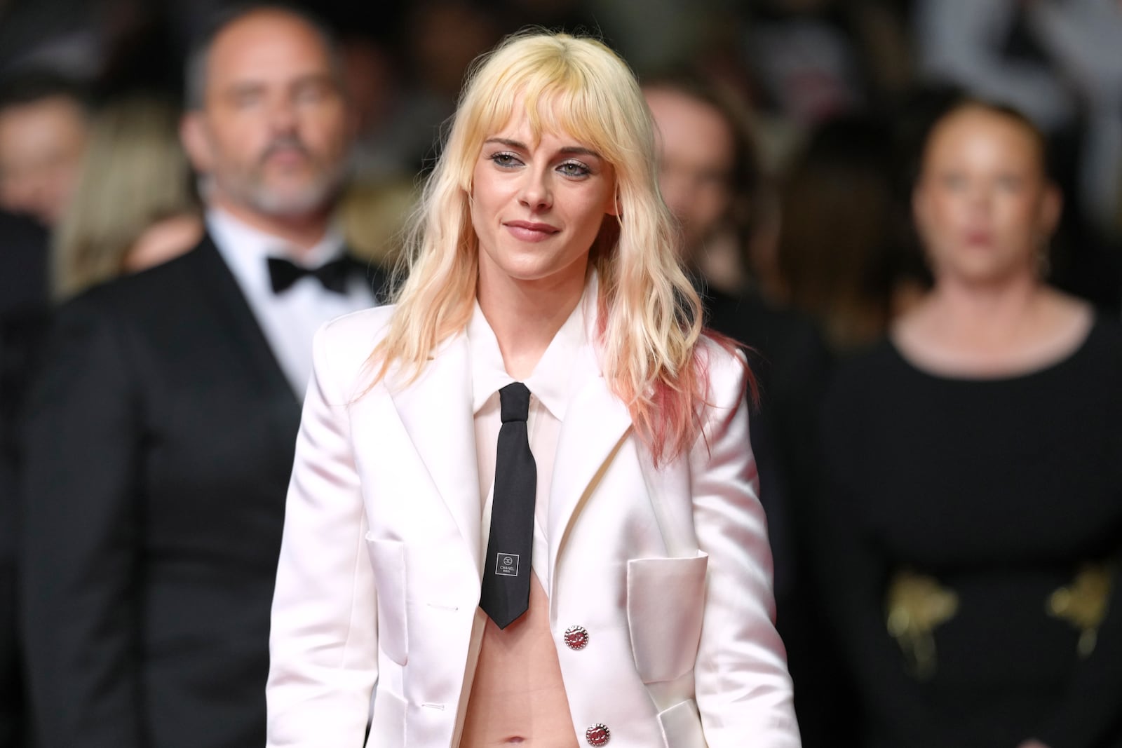 Kristen Stewart poses for photographers upon arrival at the premiere of the film 'Bono: Stories of Surrender' at the 78th international film festival, Cannes, southern France, Friday, May 16, 2025. (Photo by Lewis Joly/Invision/AP)