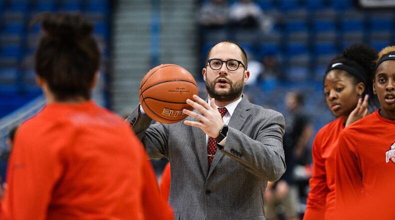 Former Ohio State women's basketball assistant Patrick Klein during warmups at XL Center, Hartford, CT. (Courtesy OSU Athletics)