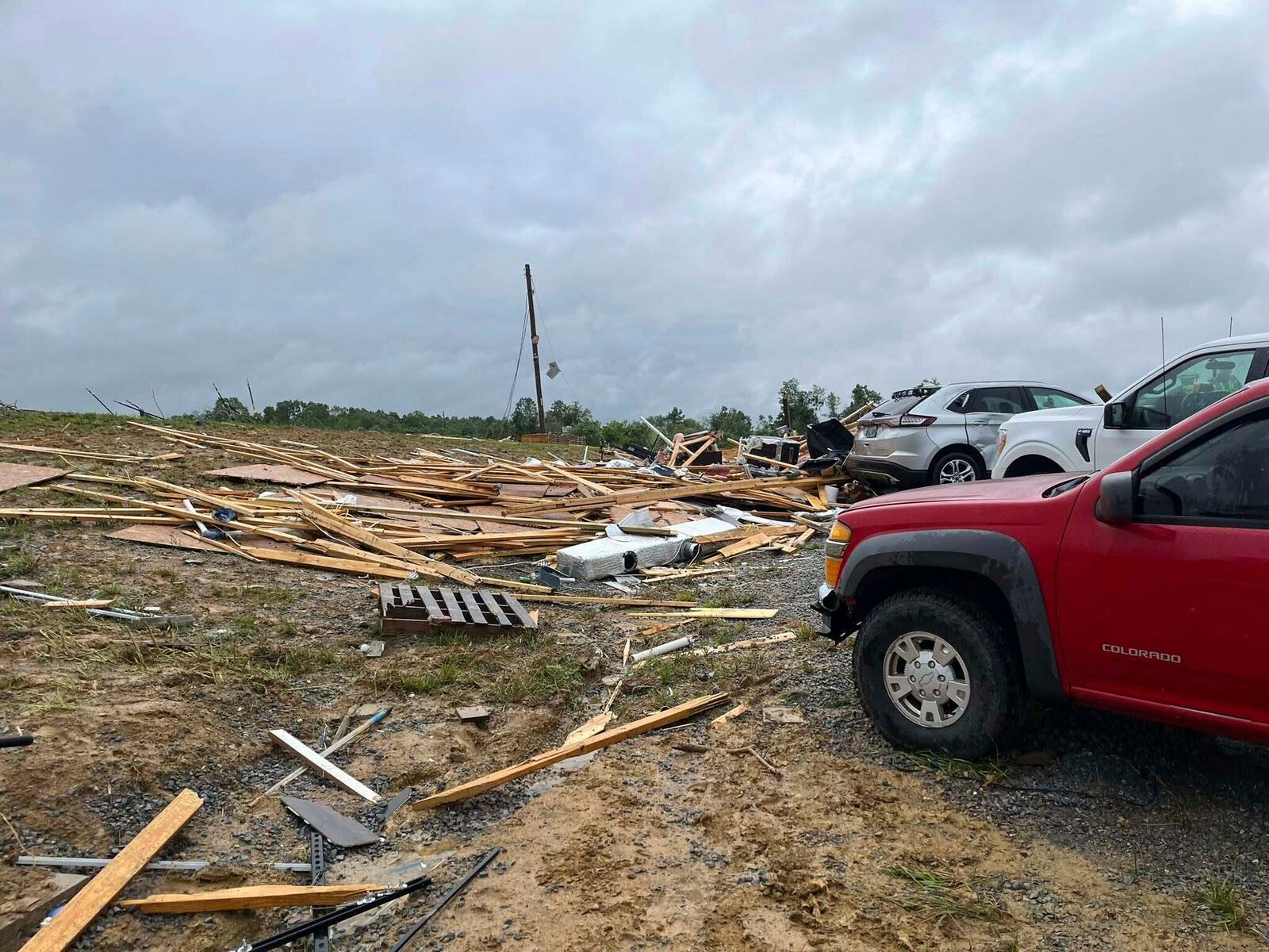 This photo provided by Washington County Sheriff's office shows damage from severe weather in Washington County, Ky., on Friday, May 30, 2025. (Sheriff Jerry Pinkston/Washington County Sheriff's office via AP)