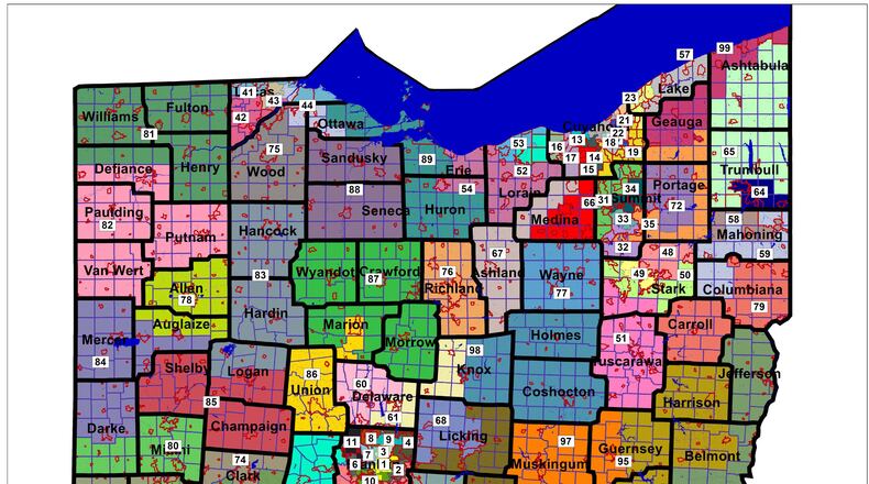 New Ohio House districts approved Feb. 24 by the Ohio Redistricting Commission.