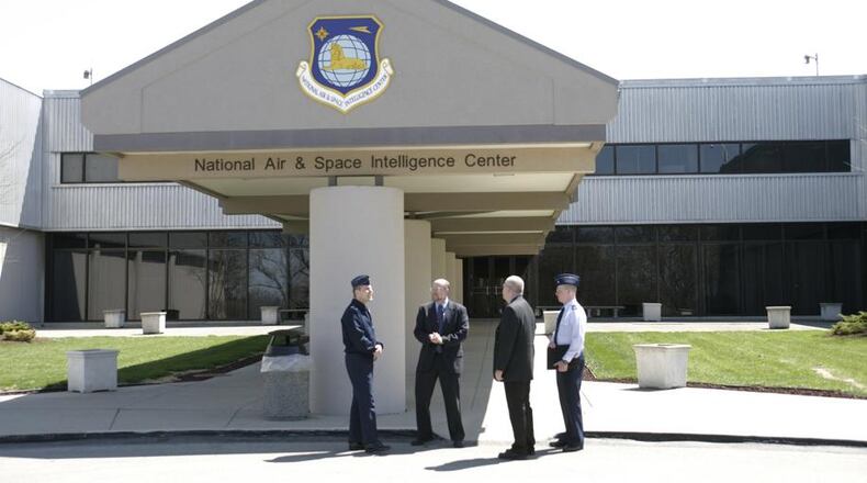 The main entrance to the National Air and Space Intelligence Center at Wright-Patterson Air Force Base, in 2005. FILE