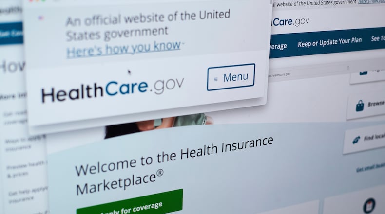 FILE - Pages from the U.S. Affordable Care Act health insurance website healthcare.gov are seen on a computer screen in New York, Aug. 19, 2025. (AP Photo/Patrick Sison, File)