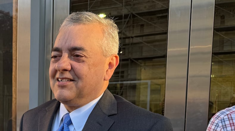 Former congressman David Rivera arrives at the James Lawrence King Federal Building on Tuesday, March 24, 2026, in Miami. (AP Photo/Joshua Goodman)
