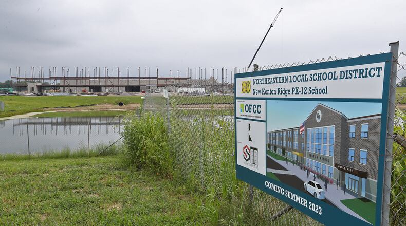 The new Kenton Ridge PK-12 School under construction Monday. BILL LACKEY/STAFF