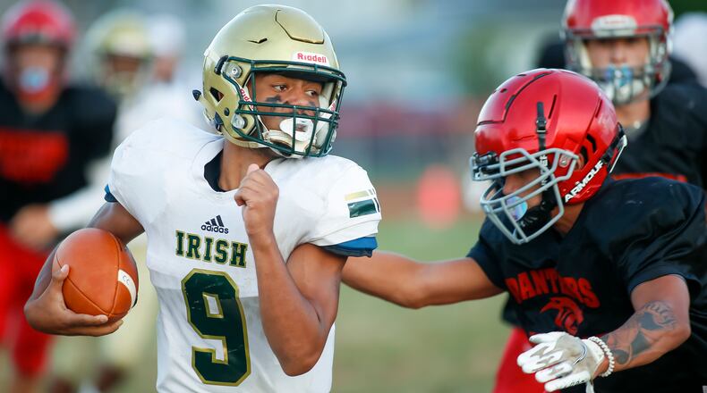 Springfield Catholic Central against Twin Valley South in a high school football scrimmage on Friday, Aug. 12, 2022. Michael Cooper/CONTRIBUTED