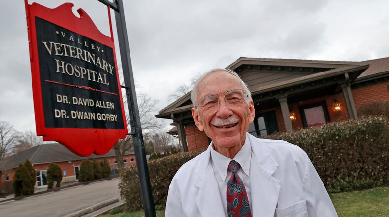 Dr. David Allen is closing his veterinary practice on West First Street in Springfield and retiring after working as a vet for 56 years. BILL LACKEY/STAFF