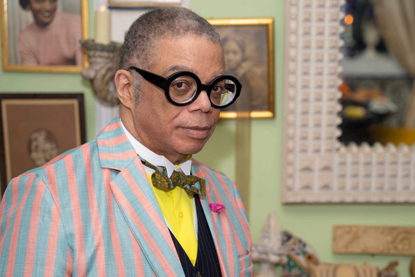 Cultural and architectural historian Michael Henry Adams poses for a portrait on Thursday, May 1, 2025, in New York. (AP Photo/Gary Gerard Hamilton)