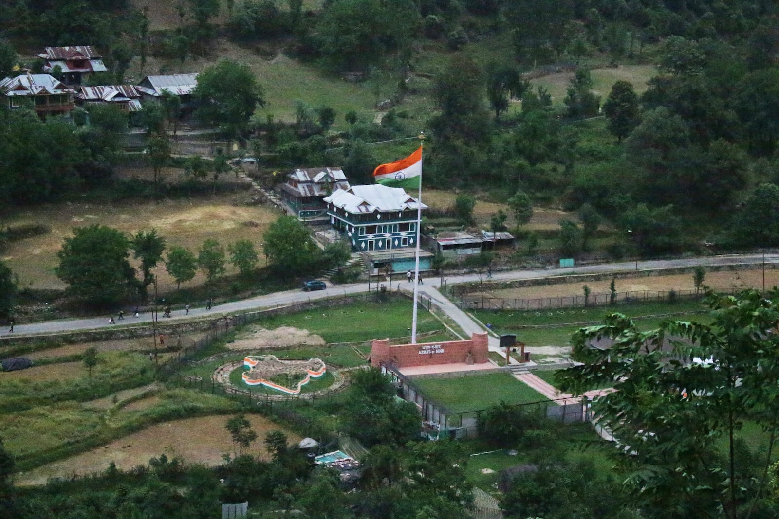 An Indian army post is seen from a hill view tourists point in Karen, in the Neelum Valley near on the Line of Control, the de facto border that divides the disputed region of Kashmir, some 93 kilometres (58 miles) from Muzaffarabad, the capital of Pakistan controlled Kashmir, Thursday, May 1, 2025. (AP Photo/Ishfaq Hussain)