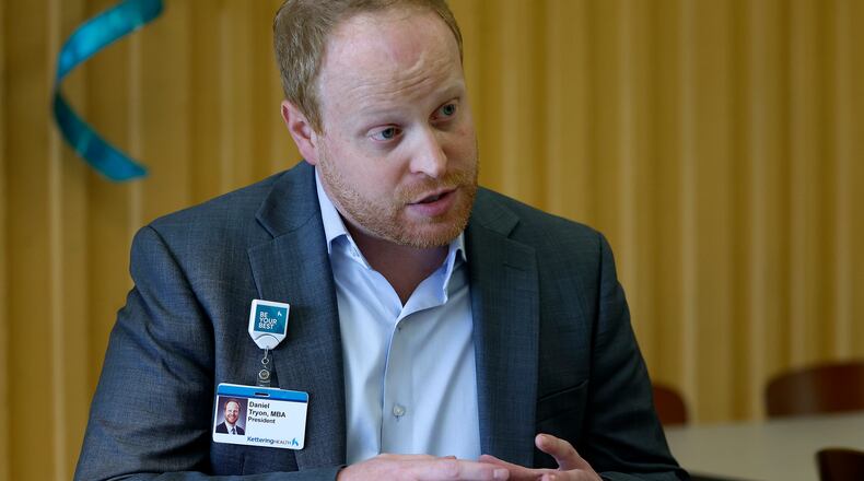 Daniel Tryon, president for Kettering Health Greene Memorial and Soin Medical Center, talked Tuesday, Aug. 6, 2024 about a new $44 million medical center that will replace the current Kettering Health Greene Memorial in Xenia. MARSHALL GORBY\STAFF