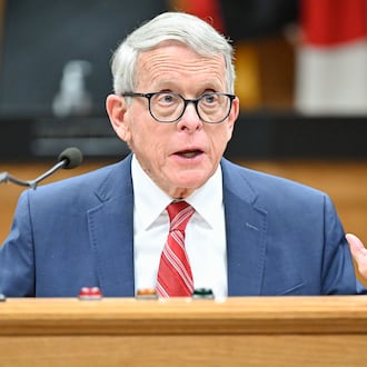Gov. Mike DeWine speaks during a news conference on Monday, Dec. 1 at Dayton City Commission Office. DeWine vetoed a bill that would have expanded the hours 14- and 15-year-old employees in Ohio can work. BRYANT BILLING/STAFF