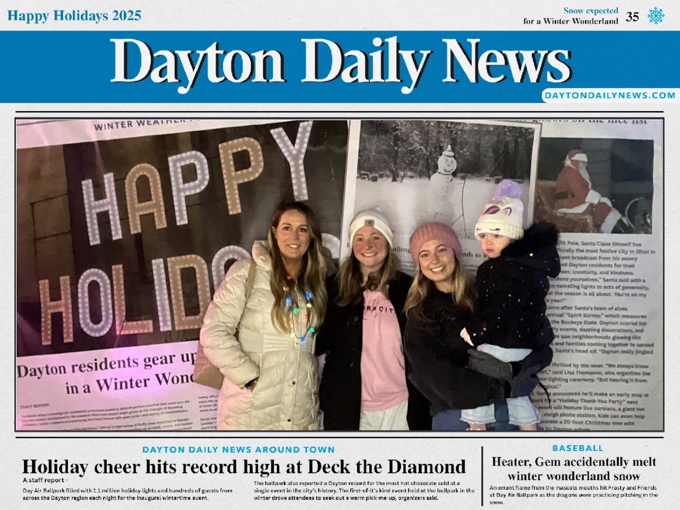 "Front Page News" photo booth photos from Deck the Diamond