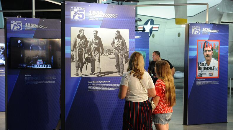 The National Museum of the U.S. Air Force opened a new temporary exhibit Thursday May 19, 2022 that celebrates 75 years of technical, military and social milestones in Air Force history. MARSHALL GORBY\STAFF