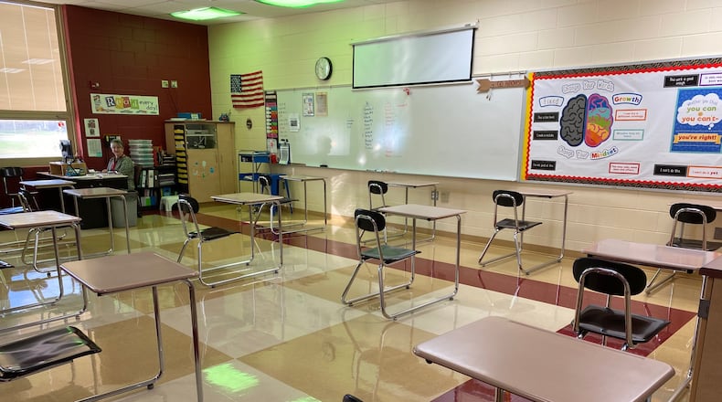 Tecumseh Local Schools will begin the second quarter with in-person learning for some students. Classrooms are spaced out to practice social distancing. CONTRIBUTED