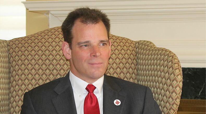 New Wittenberg University President, Michael Frandsenwas introduced on campus Friday morning. JEFF GUERINI/STAFF